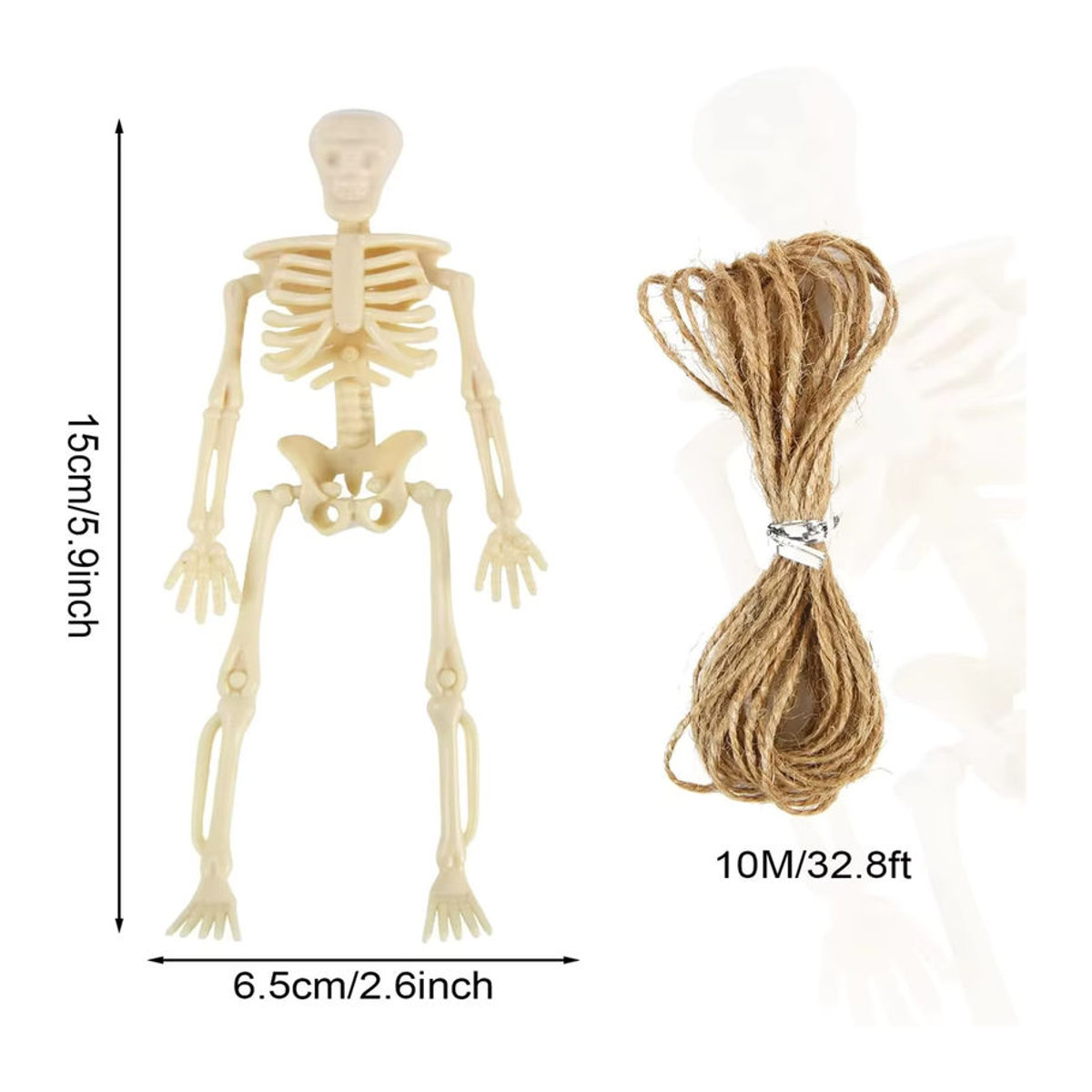 PGY Mini-Skelettfiguren für Halloween-Dekorationen, 6 Stück, weiß, Höhe: 15,2 cm - Bild 4