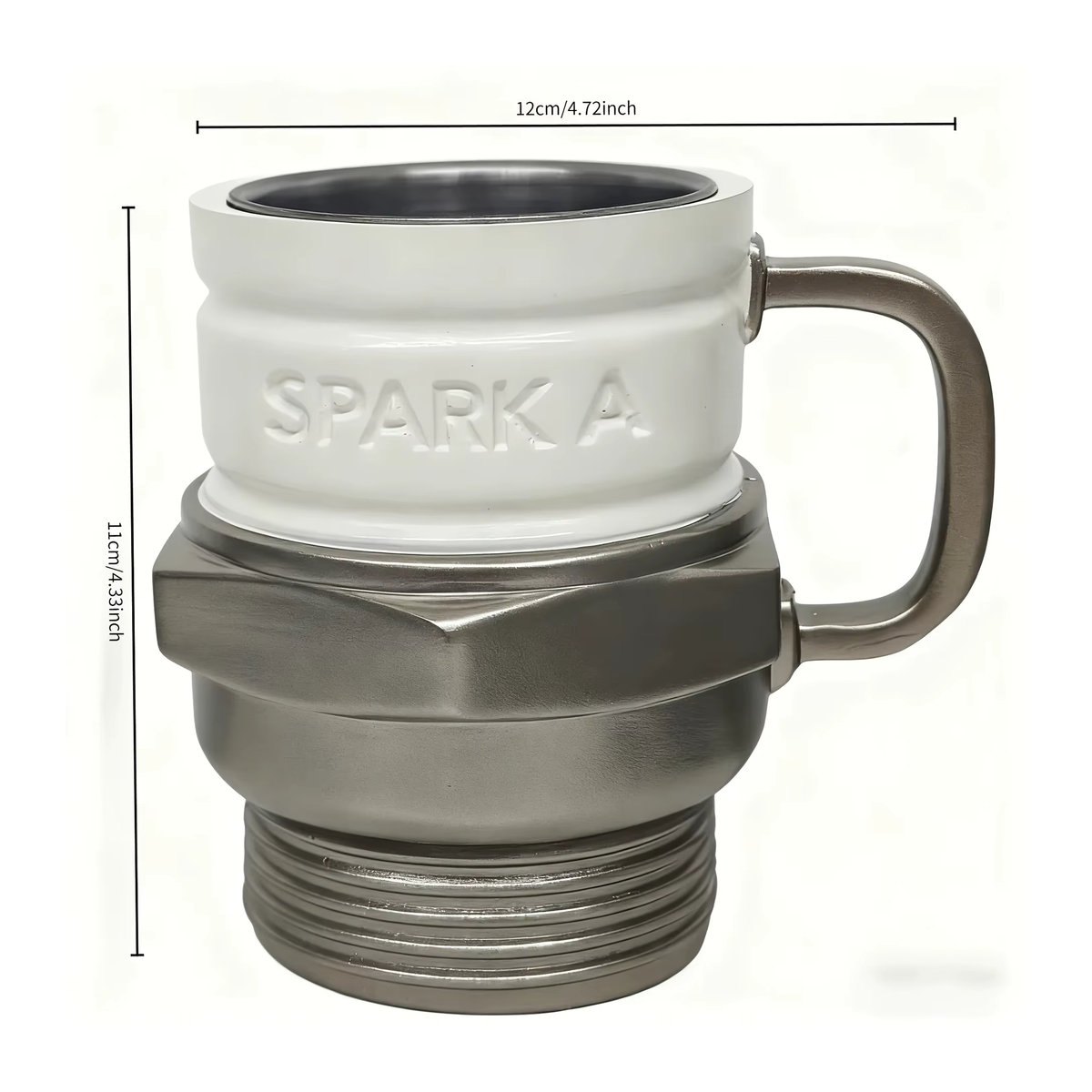 PGY Zündkerzen-Kaffeetasse aus Keramik in Weiß mit industriellem Motordesign - Bild 5