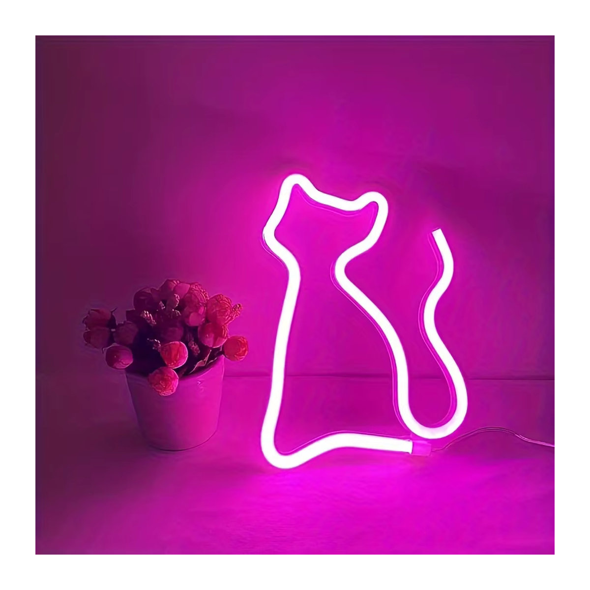 Phantasy Star Katzen LED Neonlicht in Rosa, USB und batteriebetrieben, Mehrzweck Wandlampe für Schlafzimmer und Partys - Bild 4