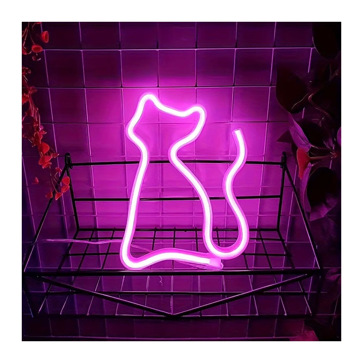 Phantasy Star Katzen LED Neonlicht in Rosa, USB und batteriebetrieben, Mehrzweck Wandlampe für Schlafzimmer und Partys - Bild 5