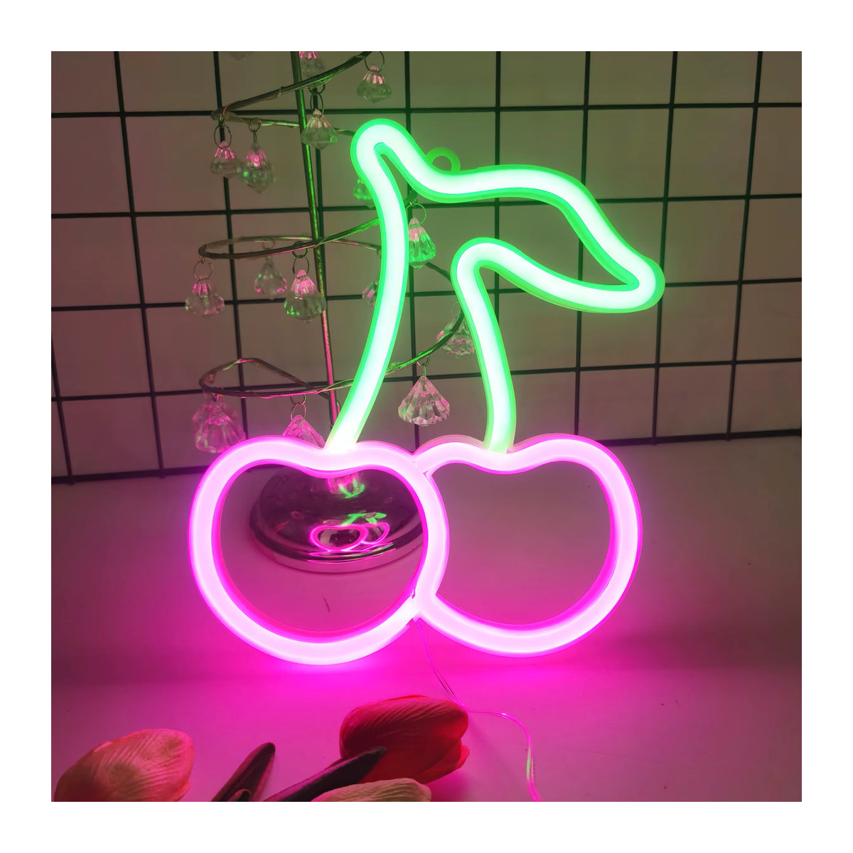 Phantasy Star Kirsch Neon LED Deko-Leuchte in Rot und Bunt mit USB- oder Batteriebetrieb - Bild 4