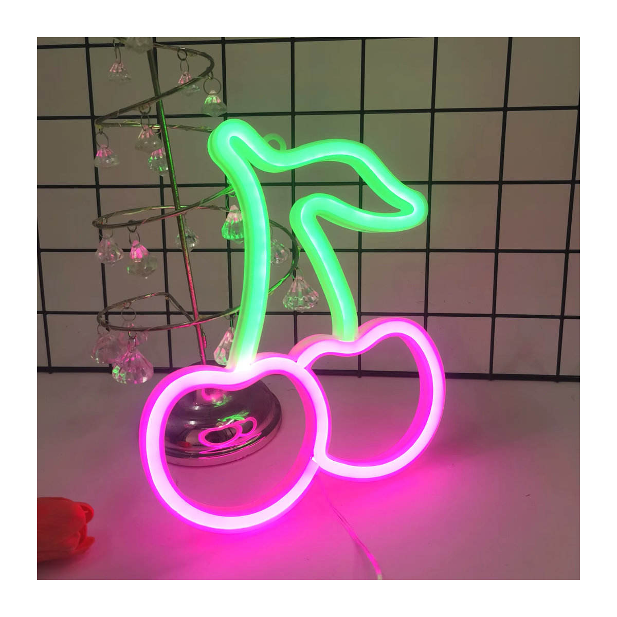 Phantasy Star Kirsch Neon LED Deko-Leuchte in Rot und Bunt mit USB- oder Batteriebetrieb - Bild 5