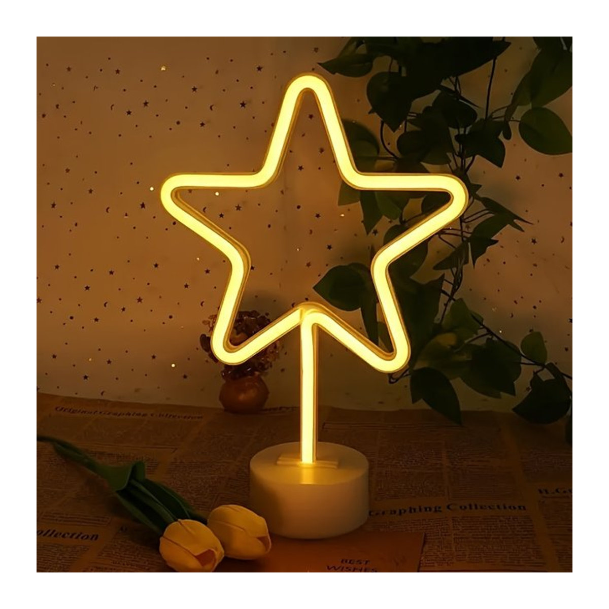 Phantasy Star LED Neonschild in Gelb für minimalistische Heimdekoration - Bild 1