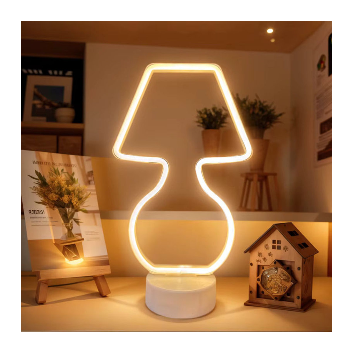 Phantasy Star Neon-Tischlampe in Gelb im minimalistischen Design - Bild 1