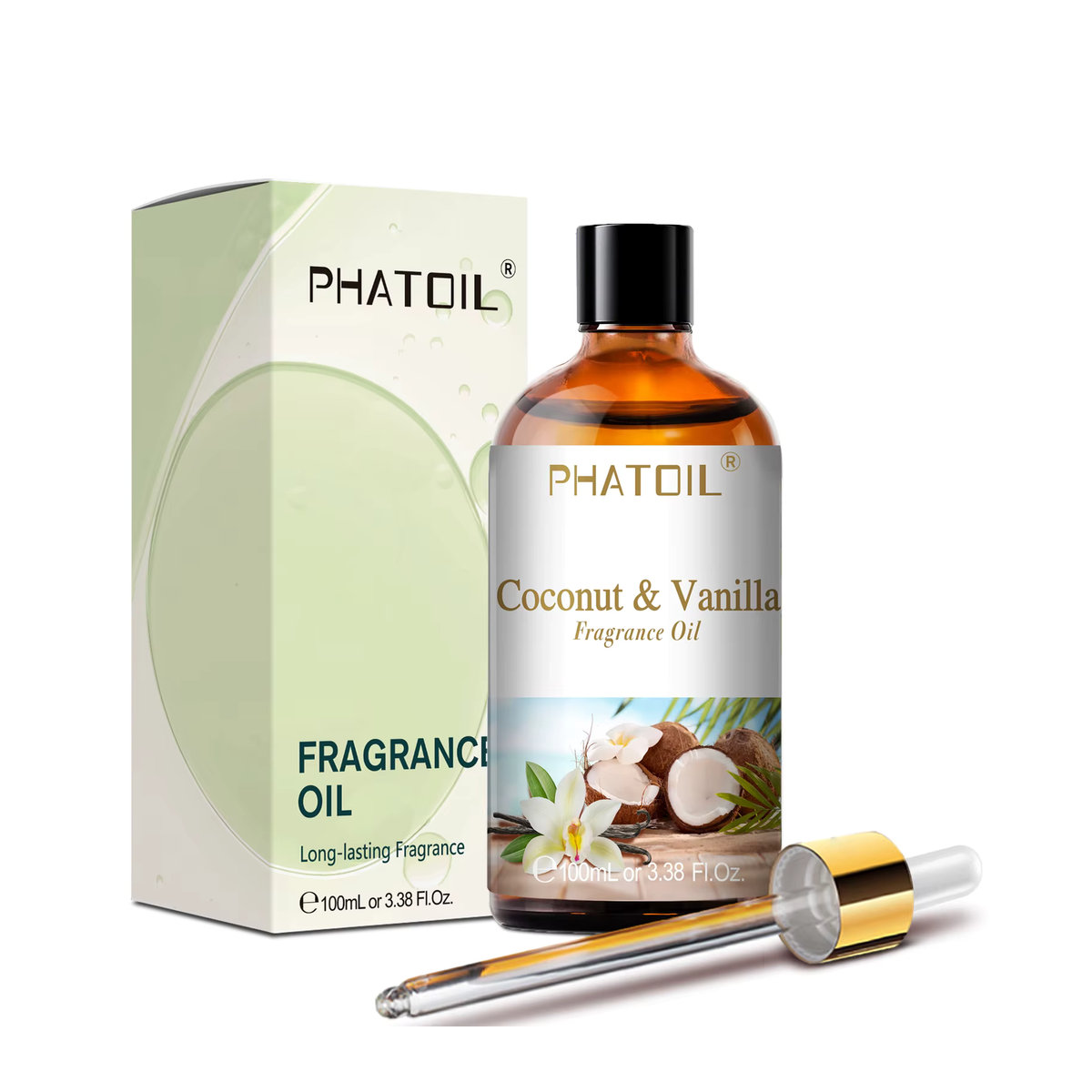 PHATOIL Duftöl mit den Aromen Kokosnuss, Vanillekaugummi, Meeresbrise und weißer Moschus, 100 ml - Bild 1