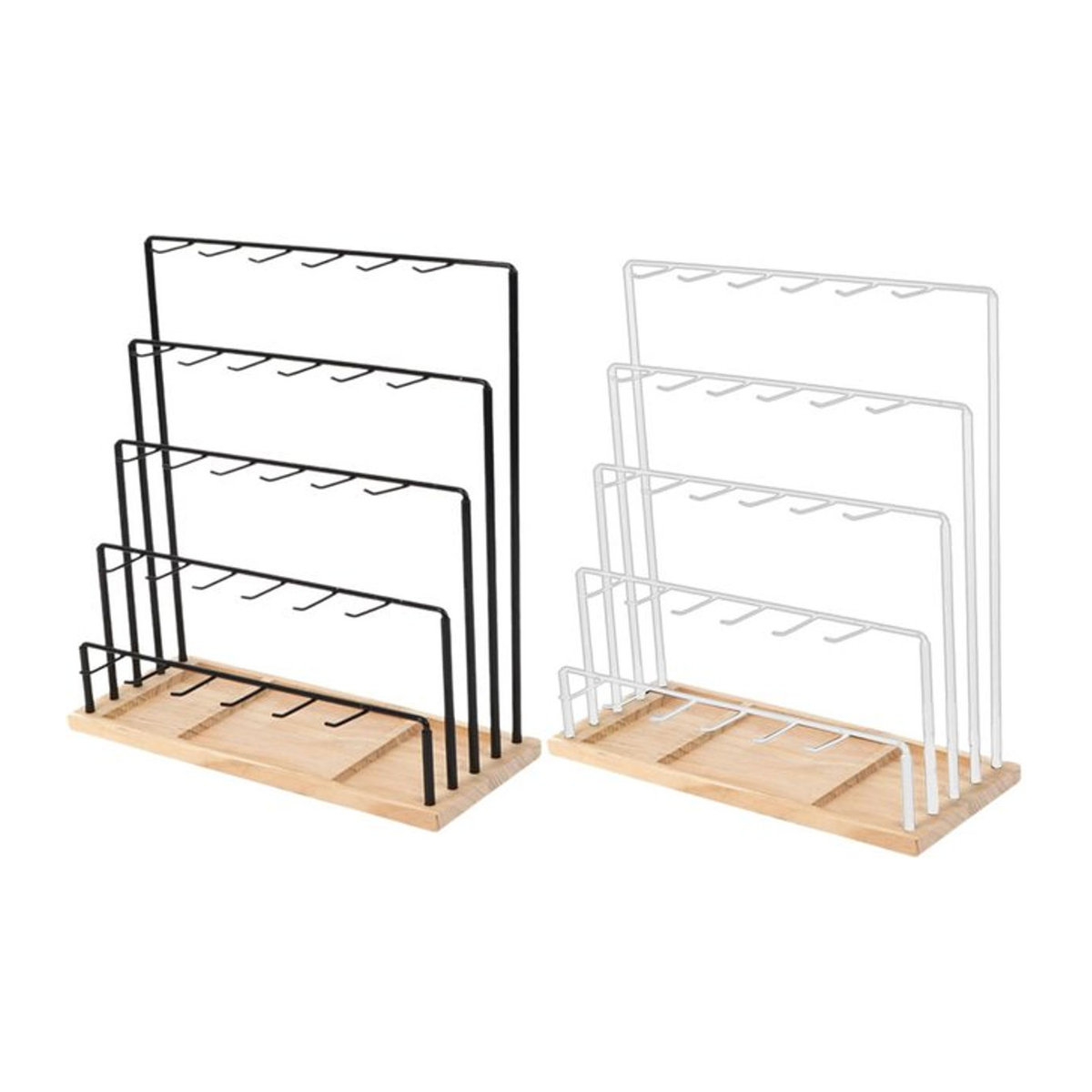 Phenovo Schmuckdisplay aus Holz als multifunktionaler Ohrring-Ständer für Ringe und Schlüsselanhänger in Schwarz oder Weiß - Bild 1