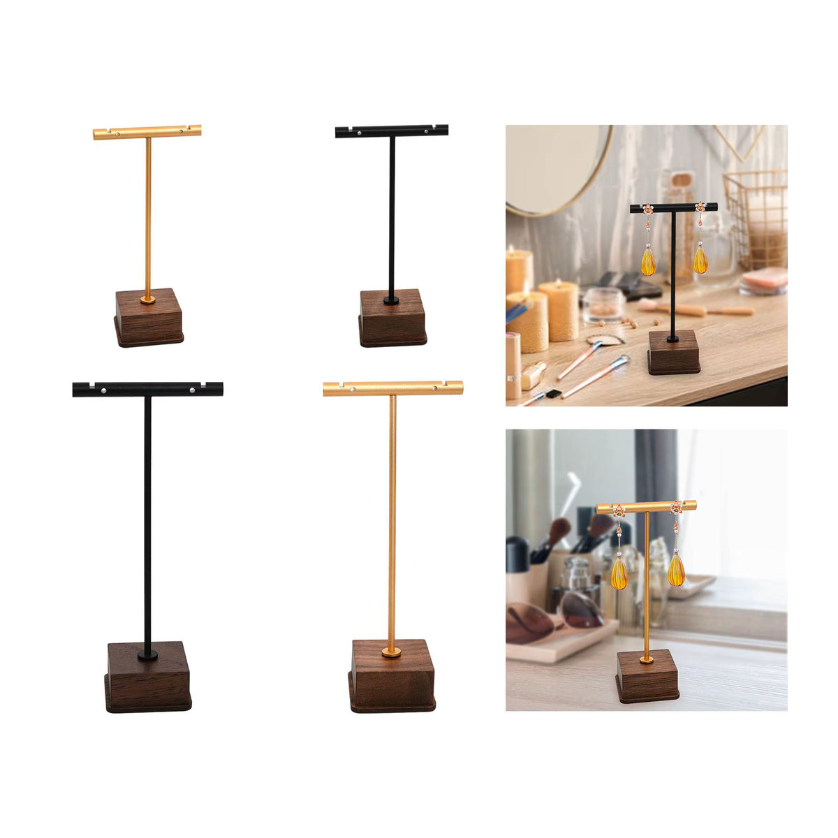 Phenovo Schmuckdisplay Stand für Ohrringe und Anhänger in Gold aus Metall - Bild 3