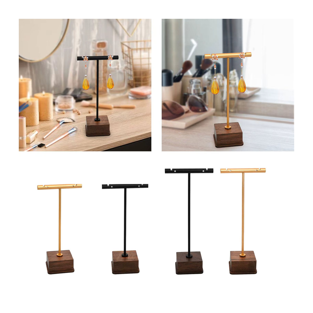 Phenovo Schmuckdisplay Stand für Ohrringe und Anhänger in Gold aus Metall - Bild 4