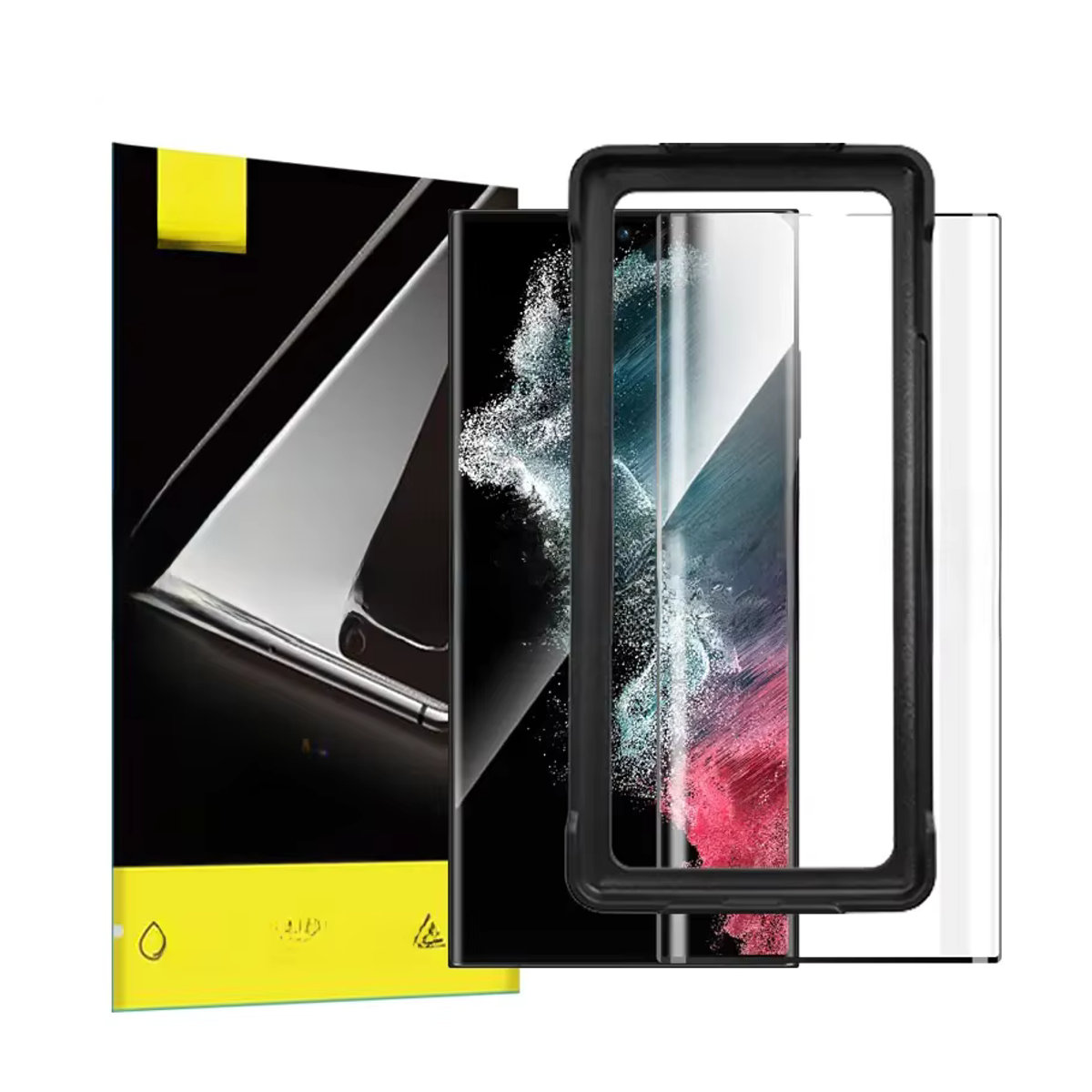 PHENVEL 3D Vollkleber Schutzglas für Samsung Galaxy S23 Ultra in Schwarz mit Anti-Shatter-Funktion - Bild 5