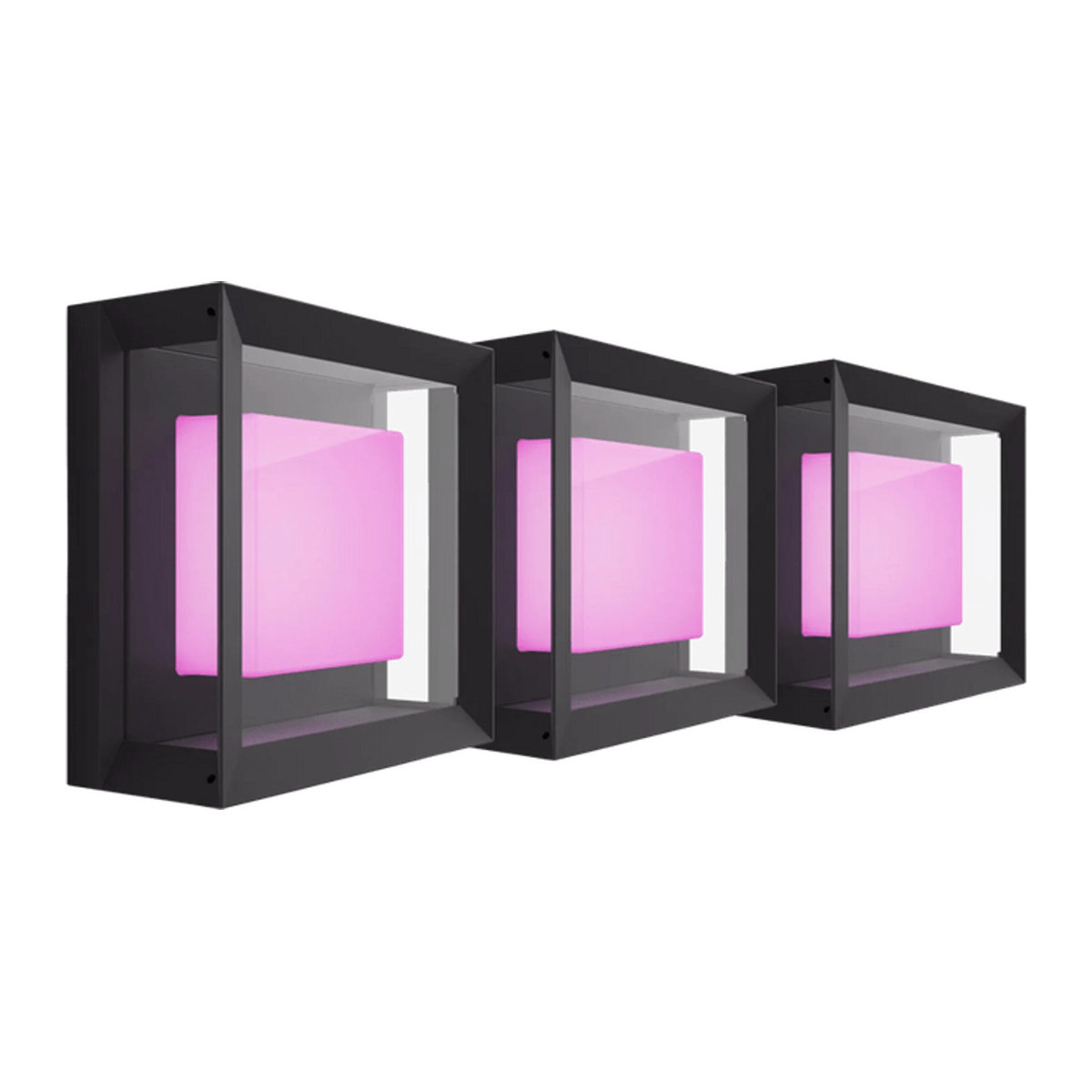 Philips Hue Econic Wandleuchte 3er-Pack Schwarz/Weiß modern mit Warmweiß Lichtfarbe - Bild 1