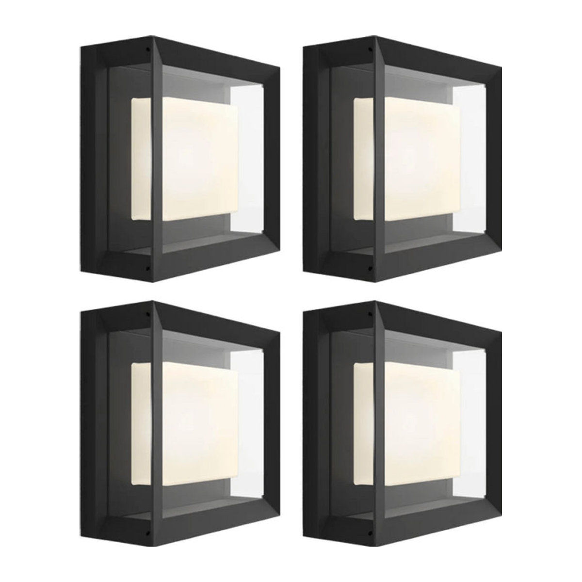 Philips Hue Econic Wandleuchte Schwarz Modern 4er-Pack mit Warmweiß und Farbe - Bild 1