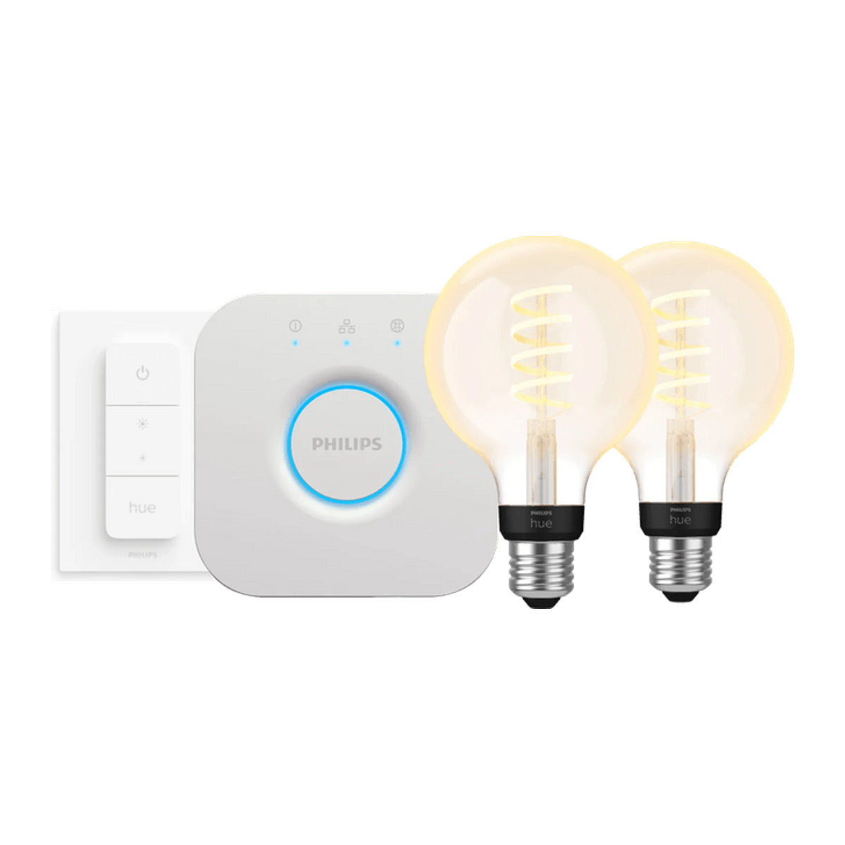 Philips Hue Filament White Ambiance Globe Smart-Lampen Doppelpack E27 in Weiß im Retro-Design - Bild 1