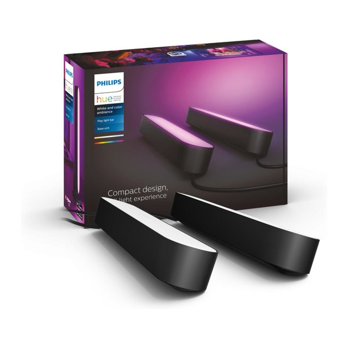 Philips Hue Play Lightbar Doppelpack Schwarz mit integrierter LED und RGBW Farben - Bild 1