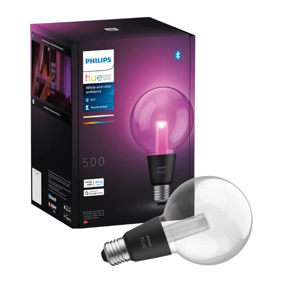 Philips Hue Smart-Lampe Lightguide Globe E27 White & Color mit 6,8W - Bild 1