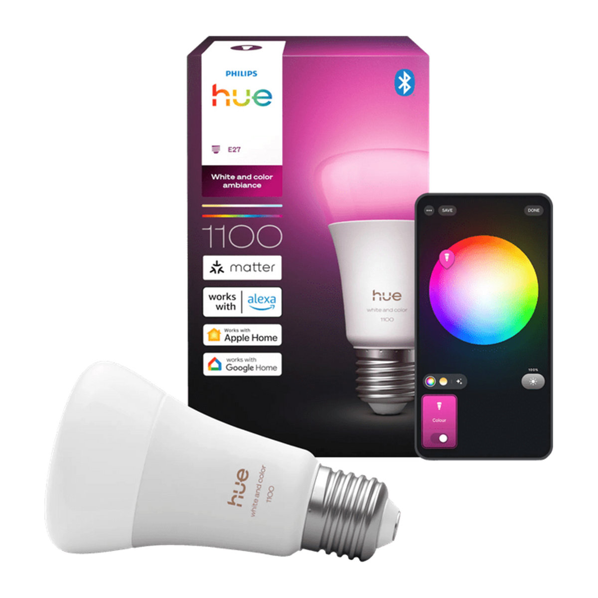 Philips Hue White & Color Ambiance Smart-Lampe E27 mit 1100 lm in Weiß und Bunt - Bild 2
