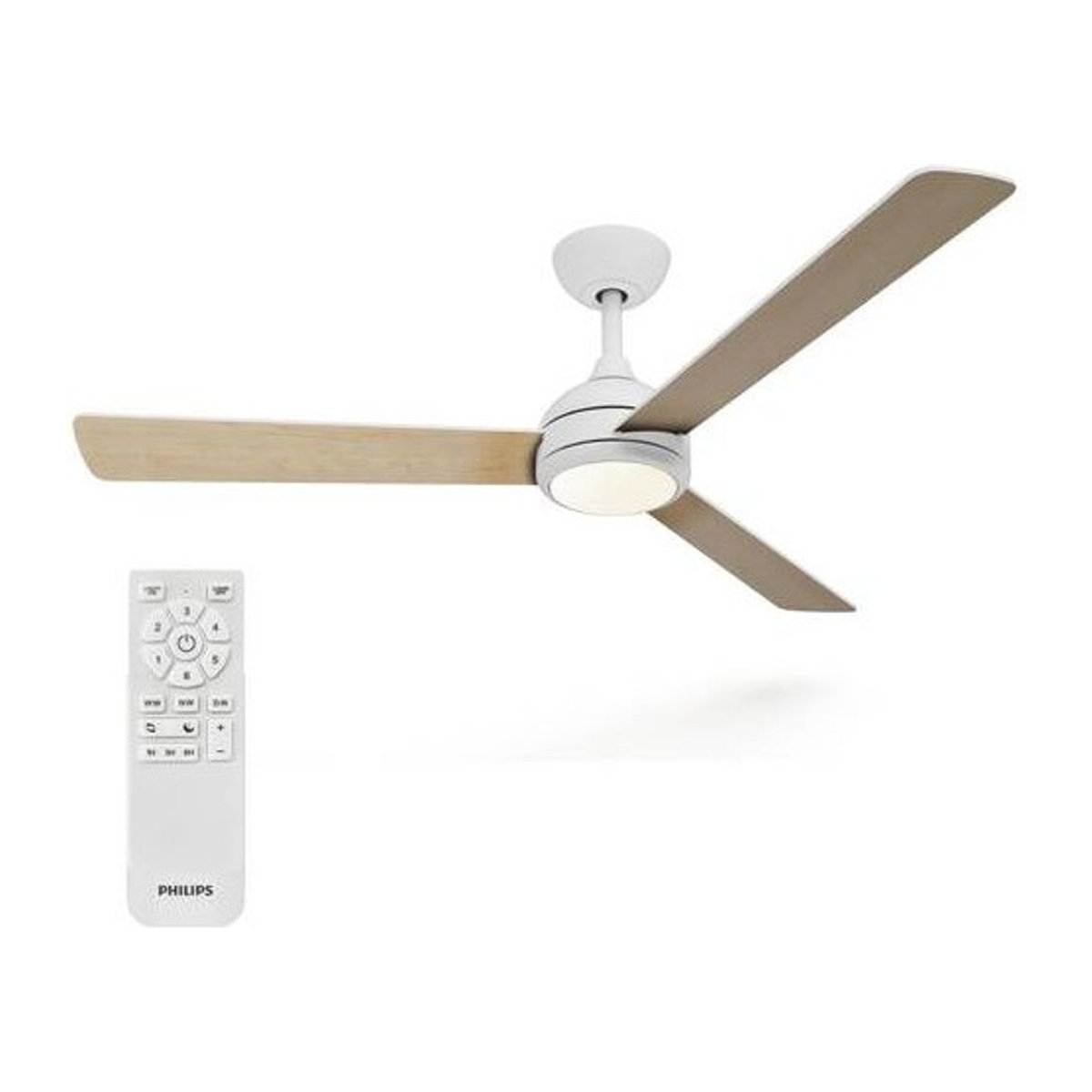 Philips LED Civx Deckenventilator 32W mit Fernbedienung und dimmbarer Beleuchtung in Holzoptik - Bild 1