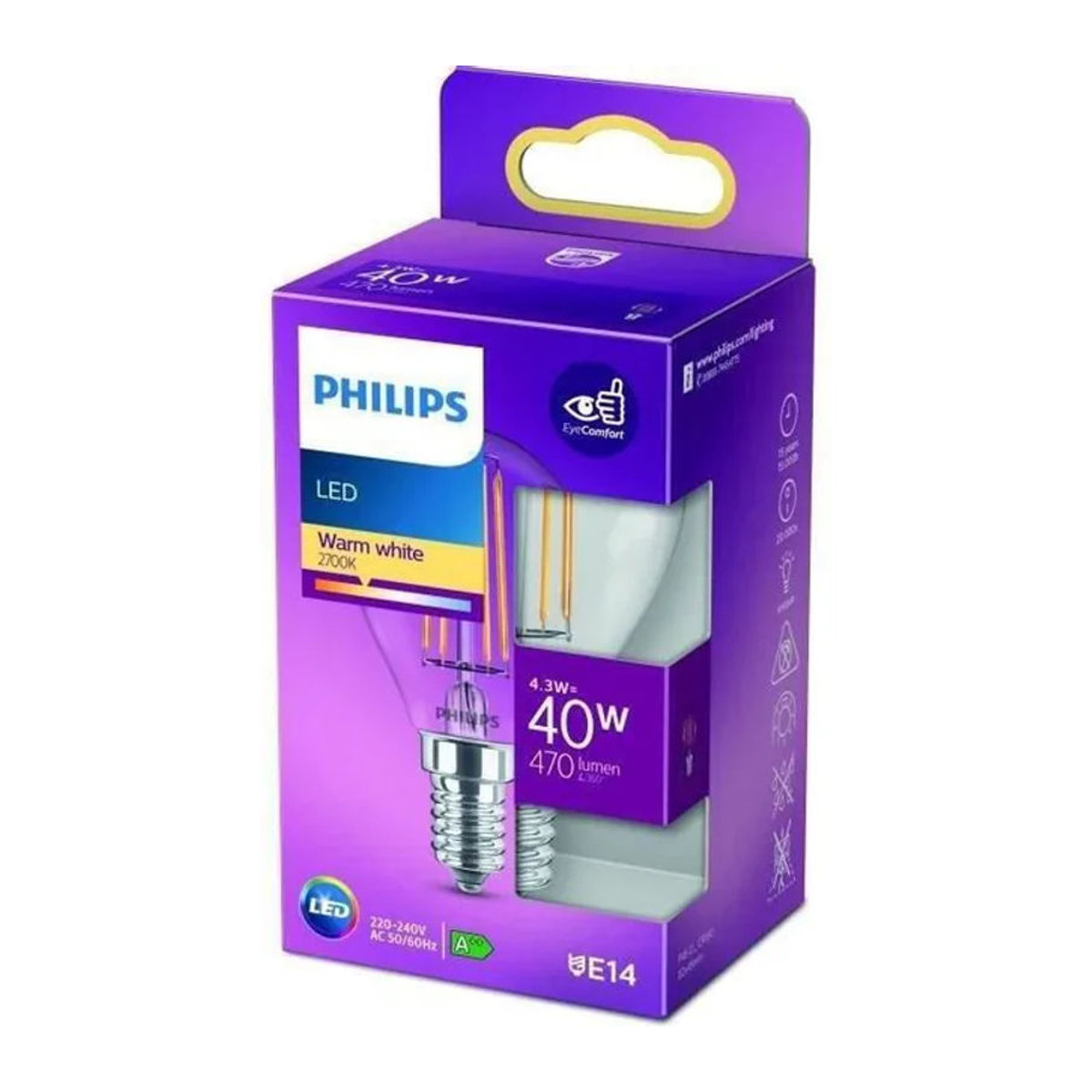 Philips LED Classic E14 Glühbirne Warmweiß 4,3 W (entspricht 40 W) Glas - Bild 2