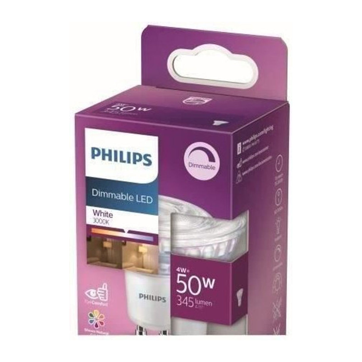 Philips LED Lampe GU10 dimmbar warmweiß aus Glas Äquivalent 50W - Bild 1
