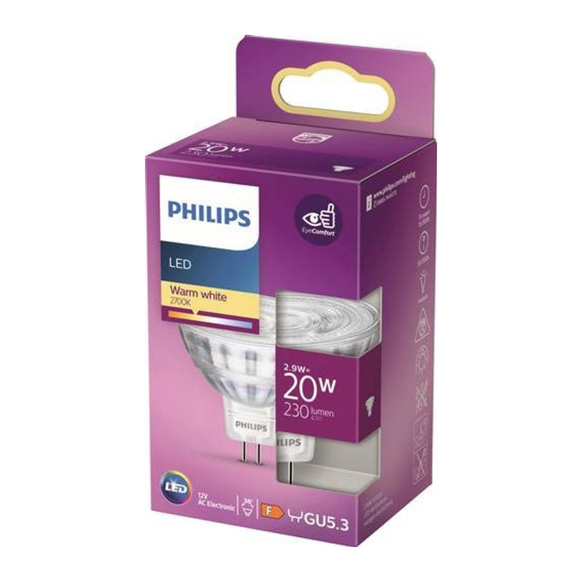 Philips LED Reflektor GU5.3 Warmweiß 2.9W (entspricht 20W) nicht dimmbar - Bild 1