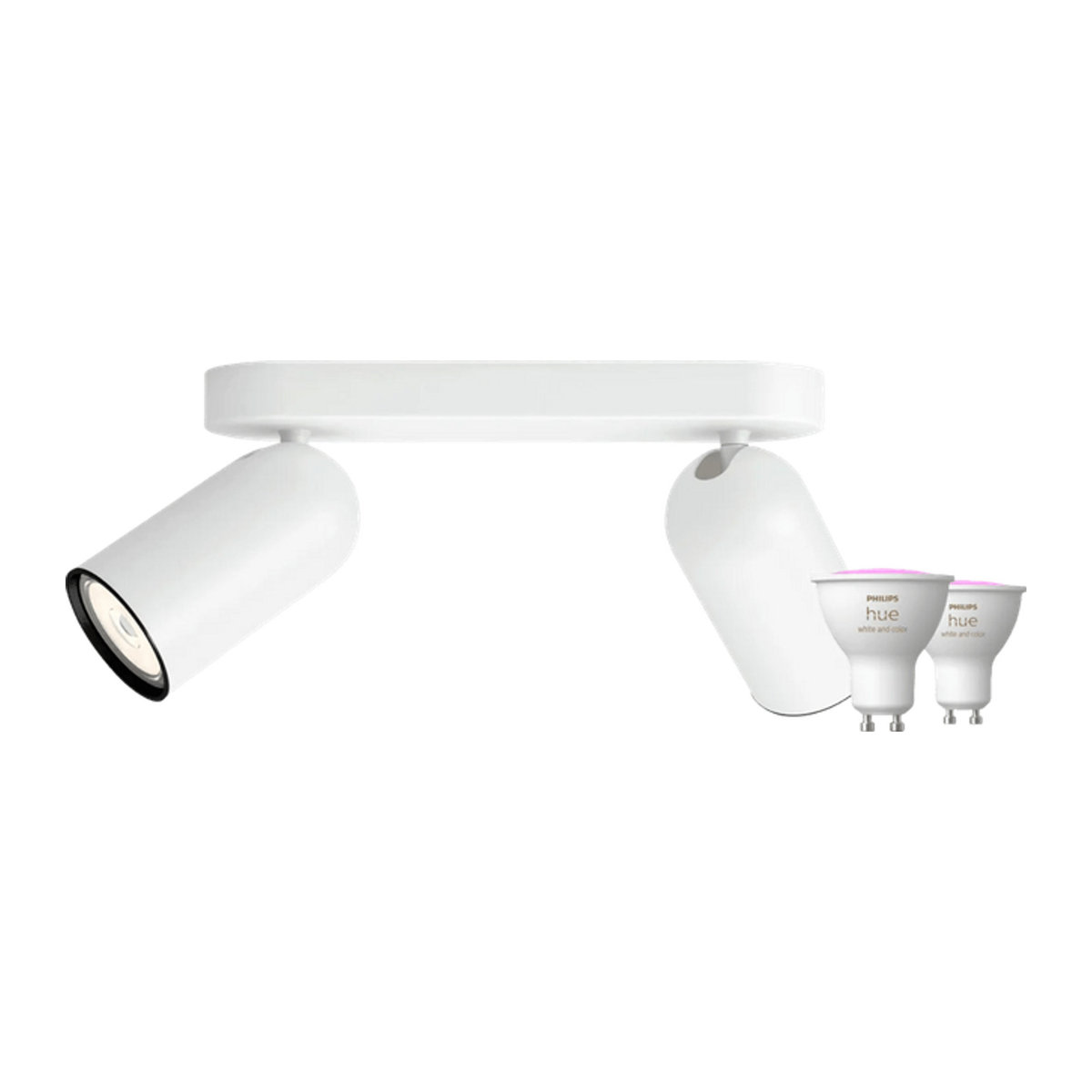 Philips Pongee Aufbaustrahler in Weiß mit 2 Philips Hue White & Color GU10 Leuchtmitteln - Bild 1
