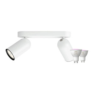Philips Pongee Aufbaustrahler in Weiß mit 2 Philips Hue White & Color GU10 Leuchtmitteln