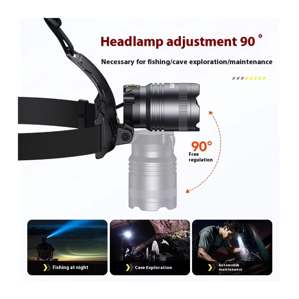 Philips SFL3341 Kopf-Taschenlampe mit 10 W und 3600 mAh Akku, zoombare Stirnlampe für Outdoor, Nachtangeln und Mining - Bild 4