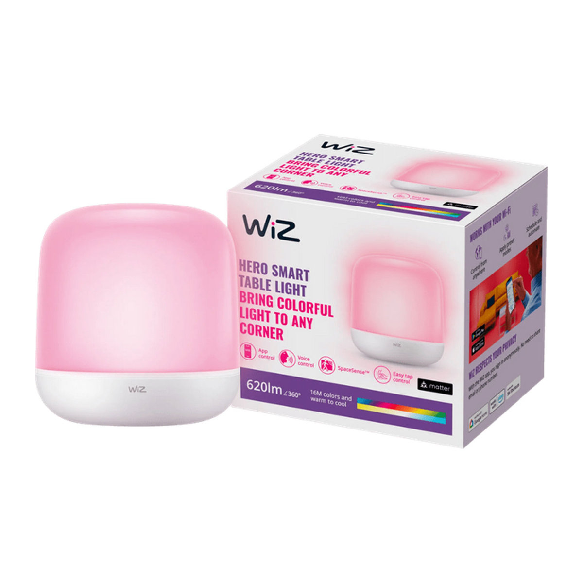 Philips WiZ Hero smarte kabellose LED Tischlampe, Weiß und Bunt, dimmbar - Bild 1