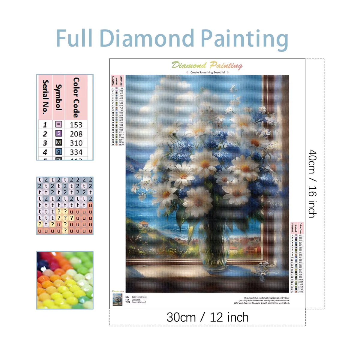 PhotoCustom Diamantmalerei Rundes Blumenmotiv als DIY Kunst Wanddekoration in Mehrfarbig - Bild 2