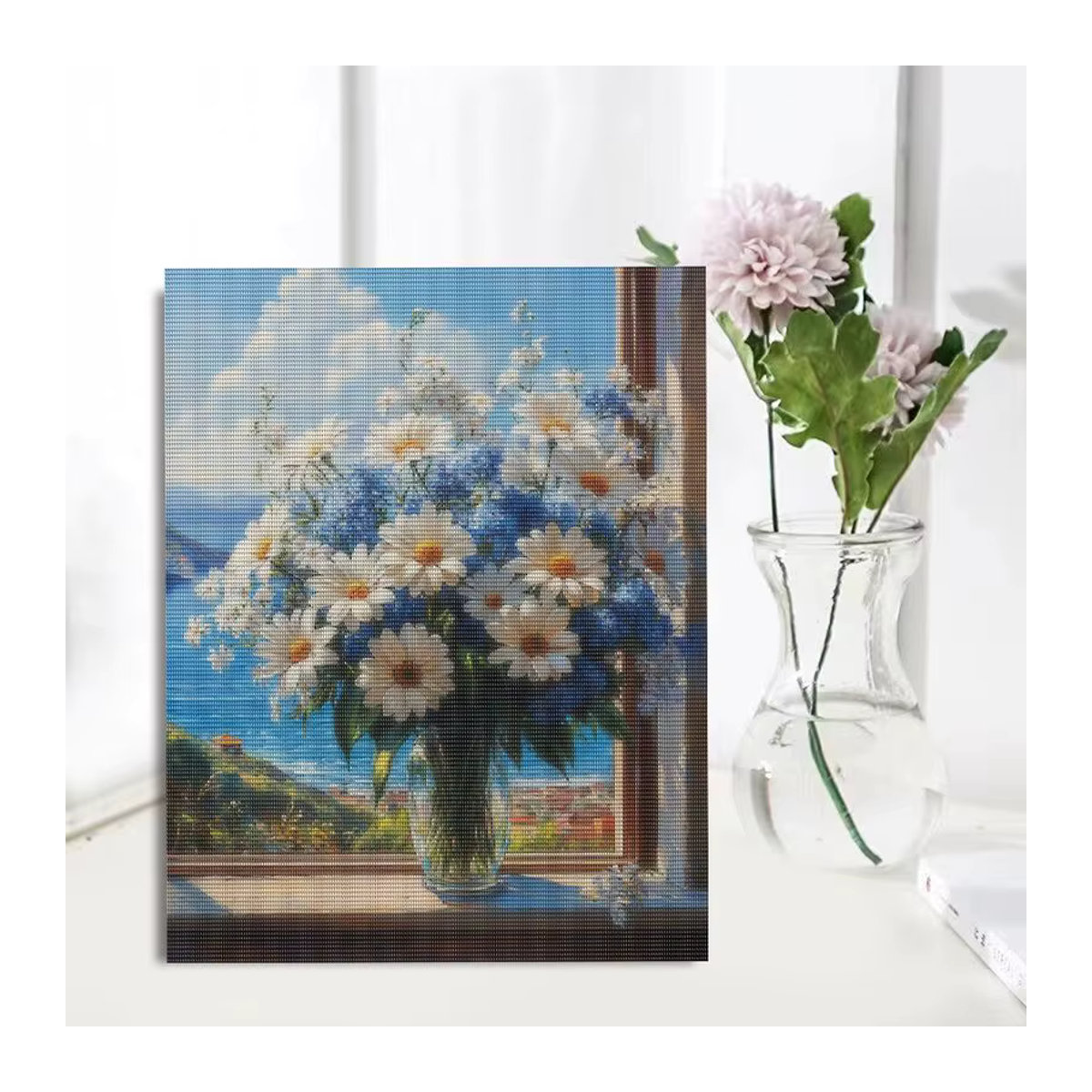 PhotoCustom Diamantmalerei Rundes Blumenmotiv als DIY Kunst Wanddekoration in Mehrfarbig - Bild 3