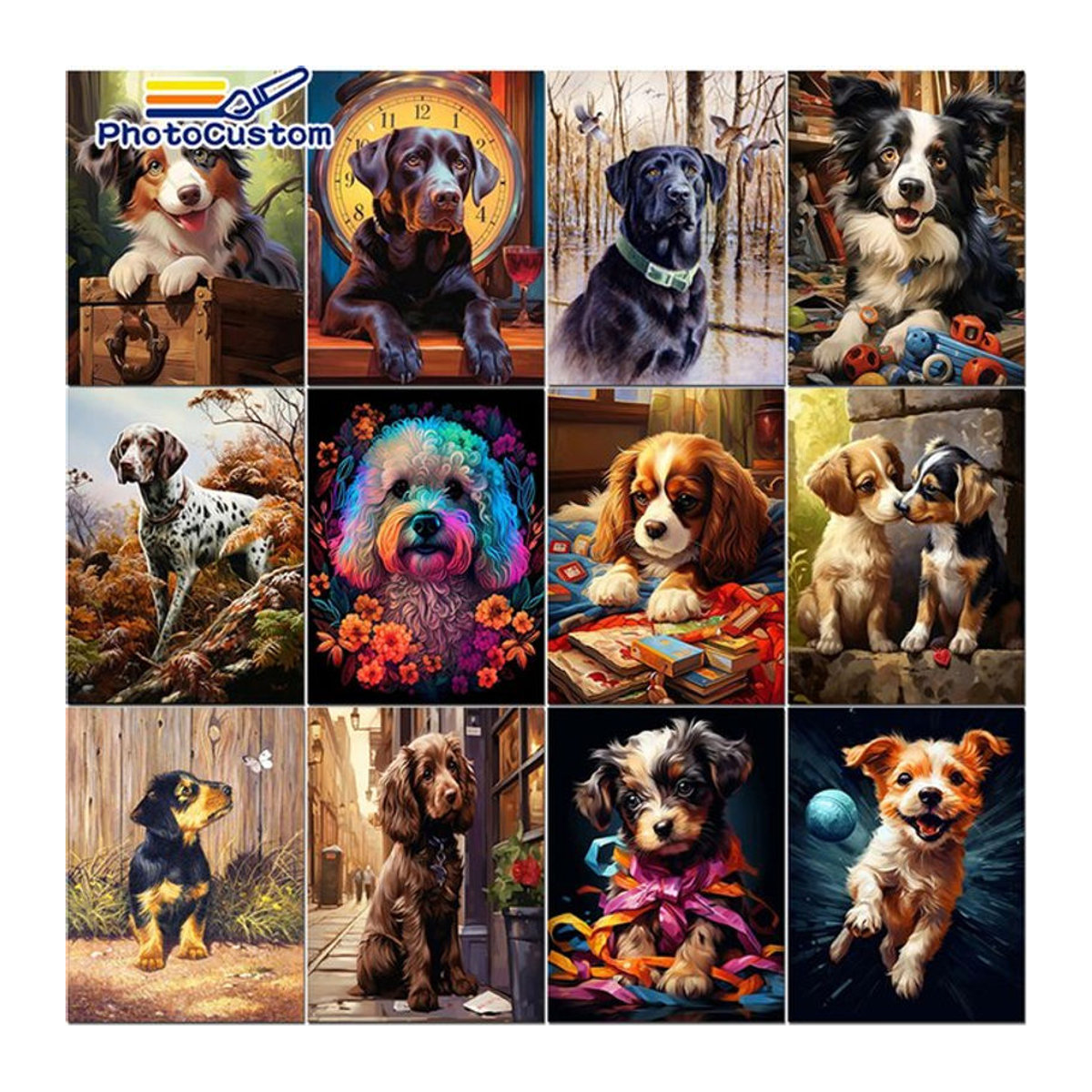 PhotoCustom Malen nach Zahlen Set Hund auf Leinwand, mehrfarbig, Hochformat, B/H: 40 x 50 cm - Bild 1