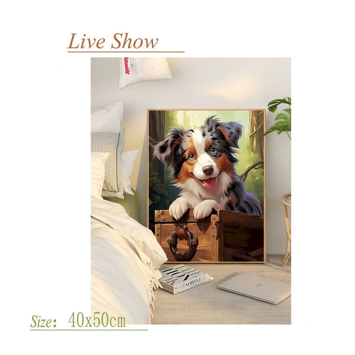 PhotoCustom Malen nach Zahlen Set Hund auf Leinwand, mehrfarbig, Hochformat, B/H: 40 x 50 cm - Bild 2
