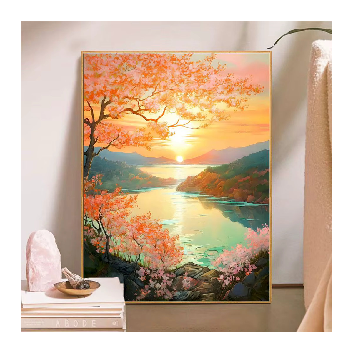 PhotoCustom Malen nach Zahlen Set mit Blumenlandschaft auf Leinwand, DIY Acrylmalerei Kit im Querformat, Mehrfarbig - Bild 3