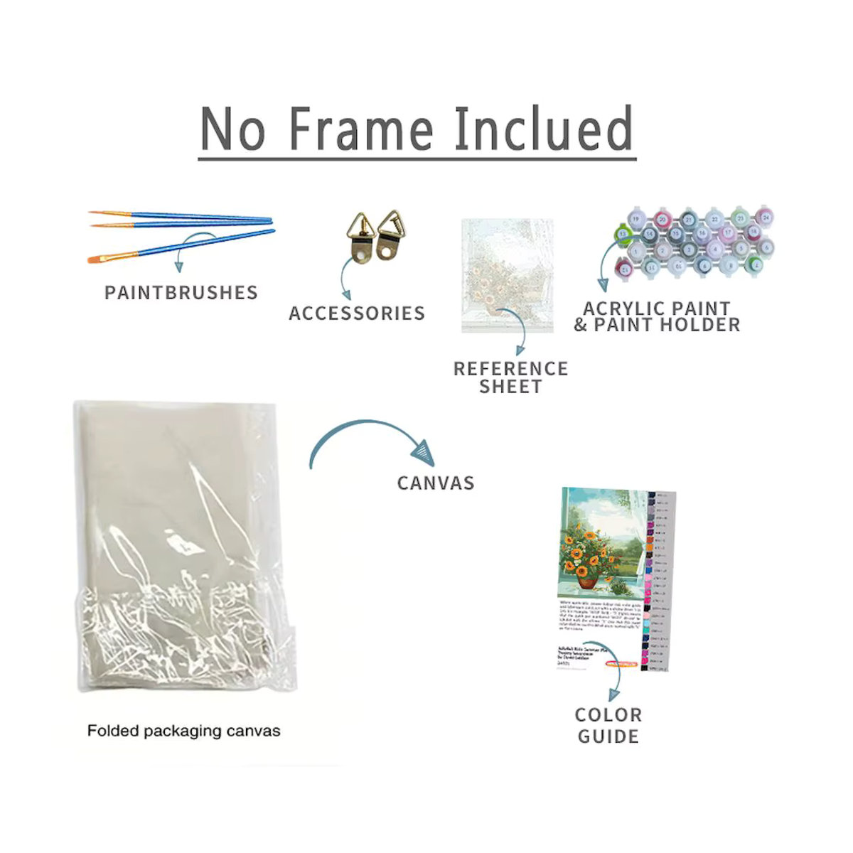 PhotoCustom Malen nach Zahlen Set mit floralem Frauenporträt auf Leinwand im Querformat, Rahmenlos, Weiß - Bild 1