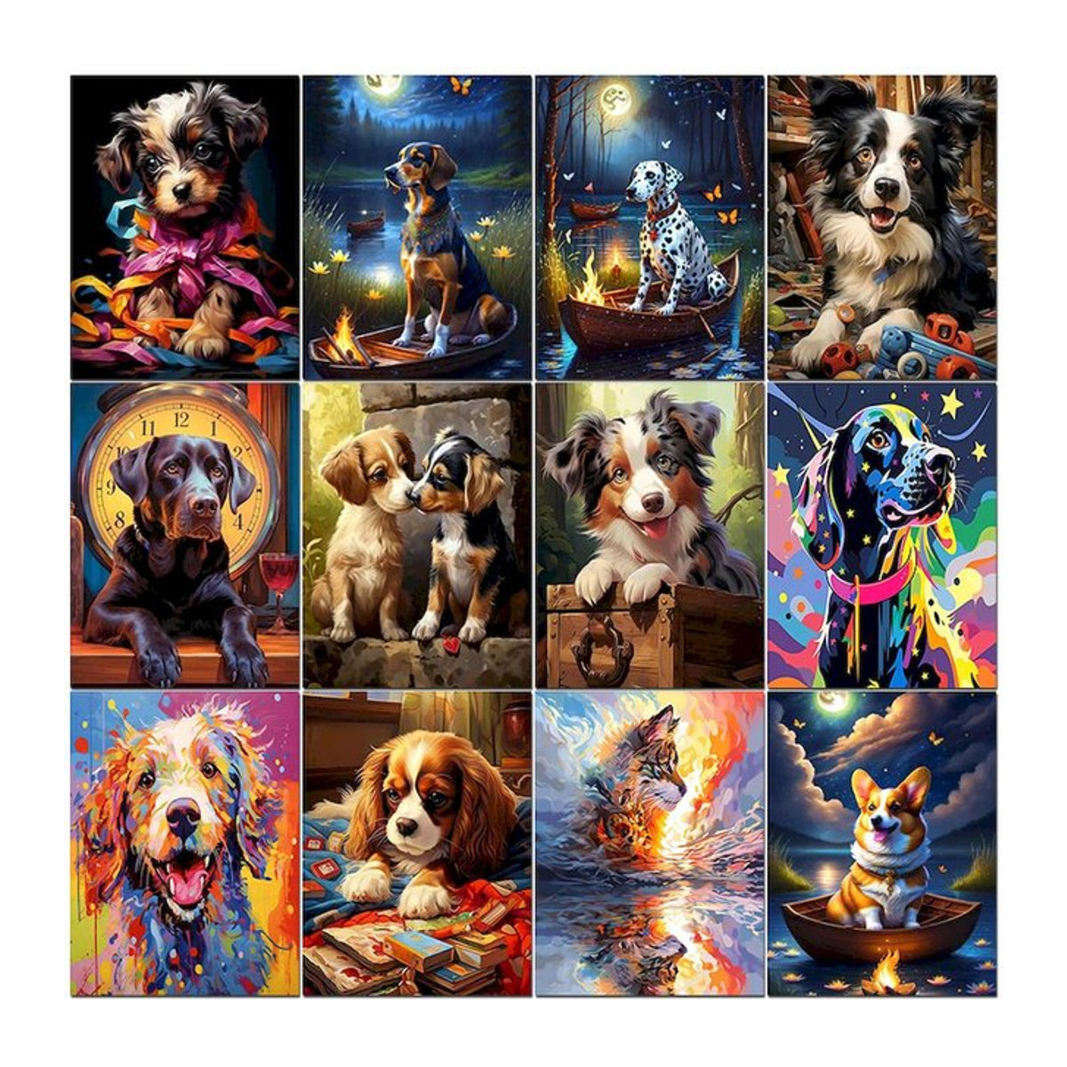 PhotoCustom Malen nach Zahlen Set mit Hund auf Leinwand, personalisiertes DIY Tier-Malset, mehrfarbig, B: 50 cm, H: 40 cm - Bild 1
