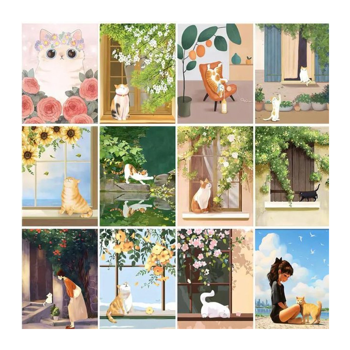PhotoCustom Malen nach Zahlen Set mit Katzen-Motiv auf Leinwand, mehrfarbig, Hochformat - Bild 1