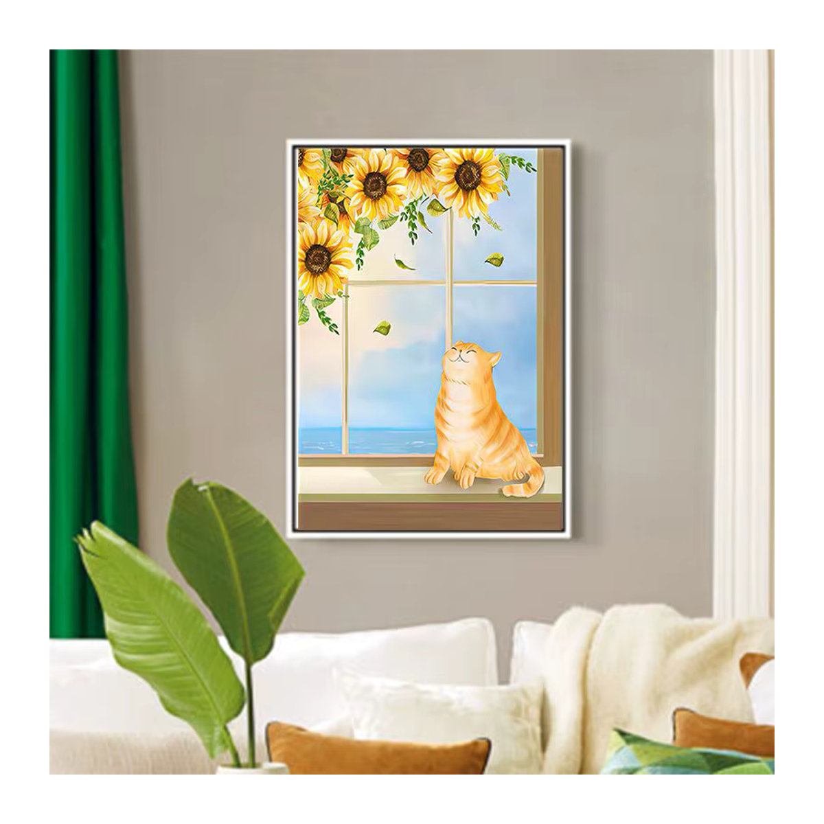 PhotoCustom Malen nach Zahlen Set mit Katzen-Motiv auf Leinwand, mehrfarbig, Hochformat - Bild 3