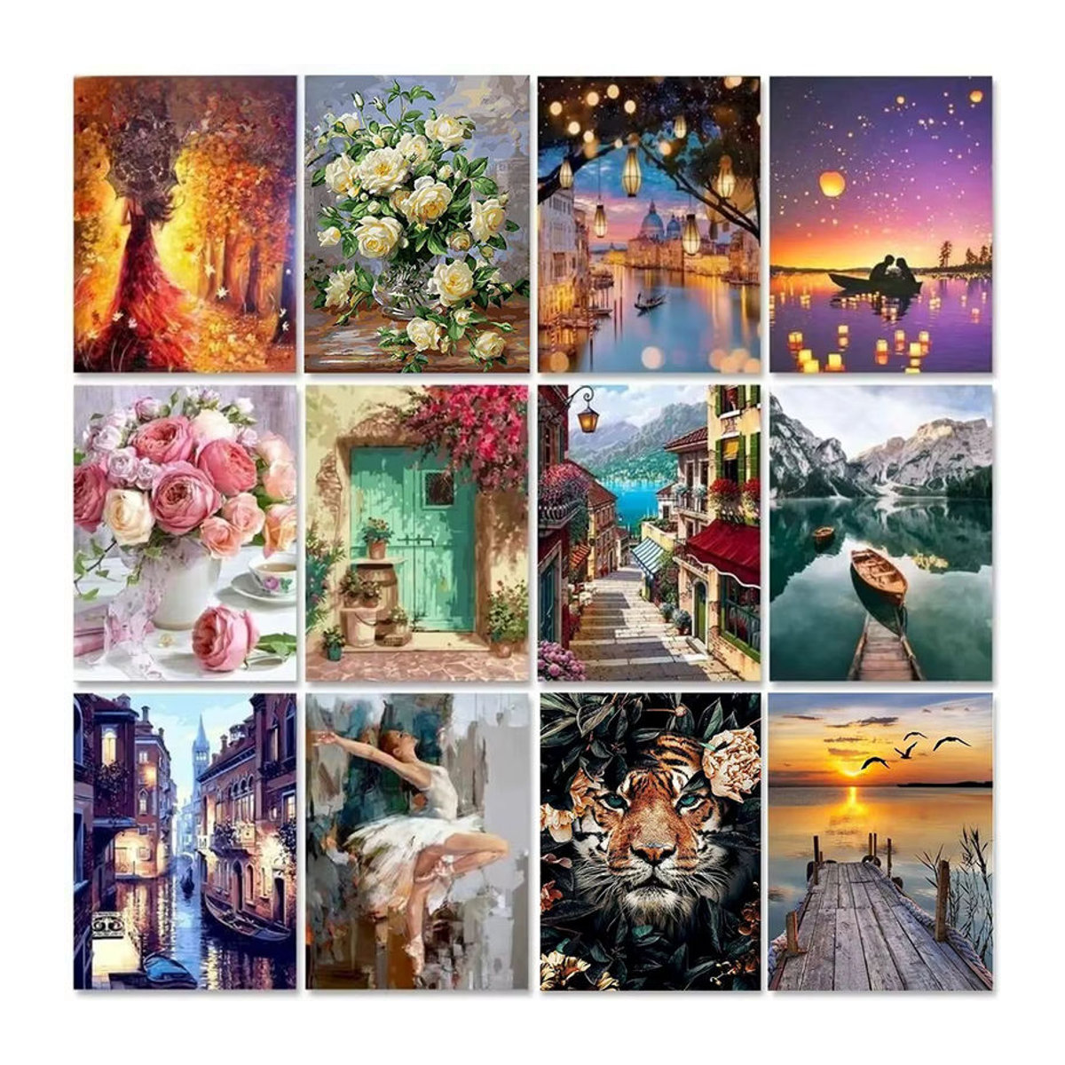 PhotoCustom Malen nach Zahlen Set mit Landschaft und Blumen auf Leinwand, mehrfarbig, B/H: 40 x 50 cm - Bild 2