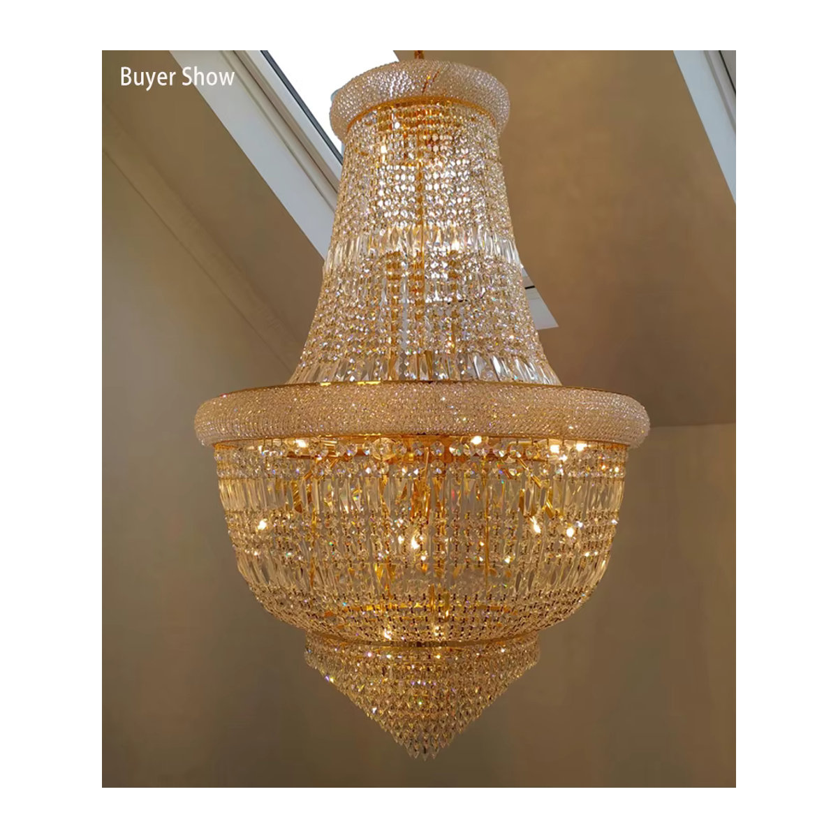 Phube Empire Kristall Kronleuchter in Gold und Chrom für Treppenhaus, Foyer und Lobby, moderne Hängelampe aus Glas - Bild 2