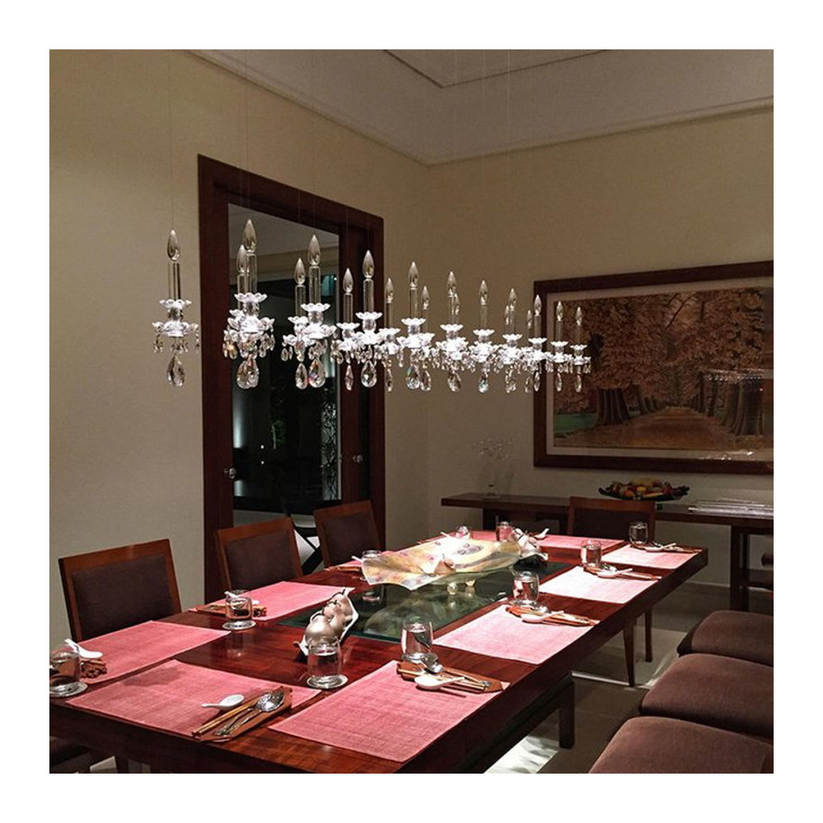 Phube Kristall Kronleuchter aus Glas in Silber für Hotel Restaurant und Hochzeit als klassische Hängelampe und Pendelleuchte - Bild 1