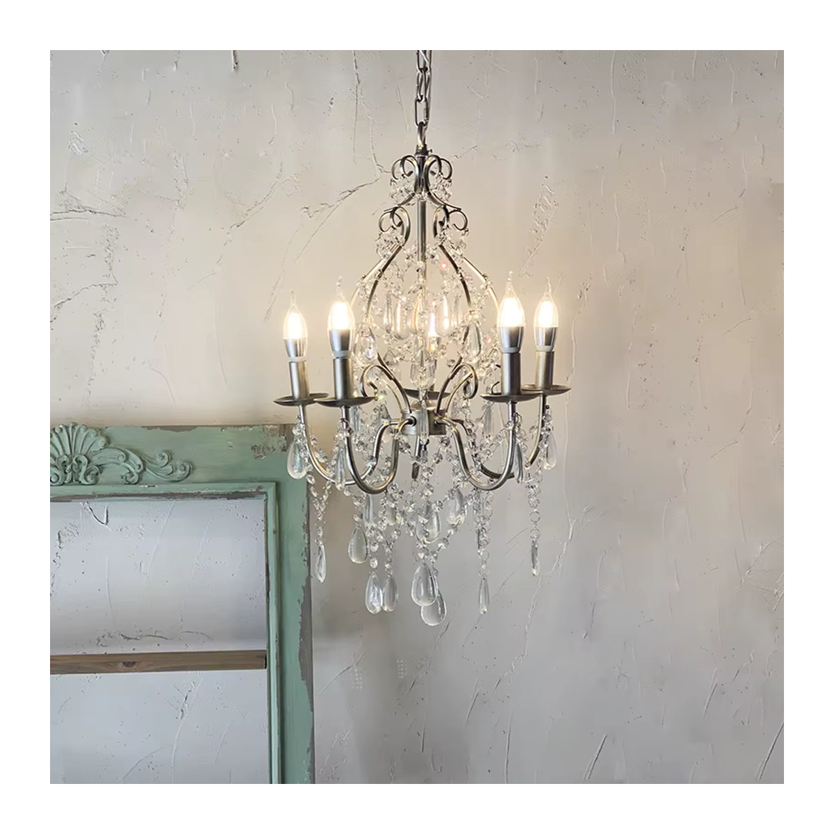 Phube Retro Kristall Kronleuchter in Silber mit LED und Glaselementen im klassischen Design - Bild 1