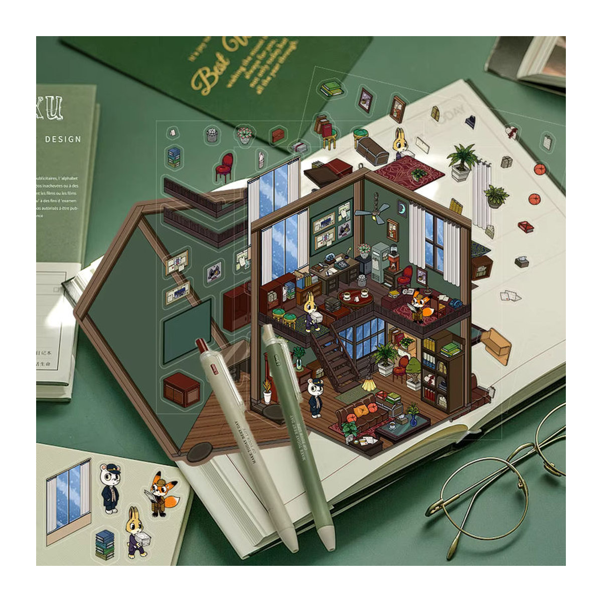 PickJoy 3D Detektiv Büro Miniatur Aufkleber für Kinder, mehrfarbig - Bild 6