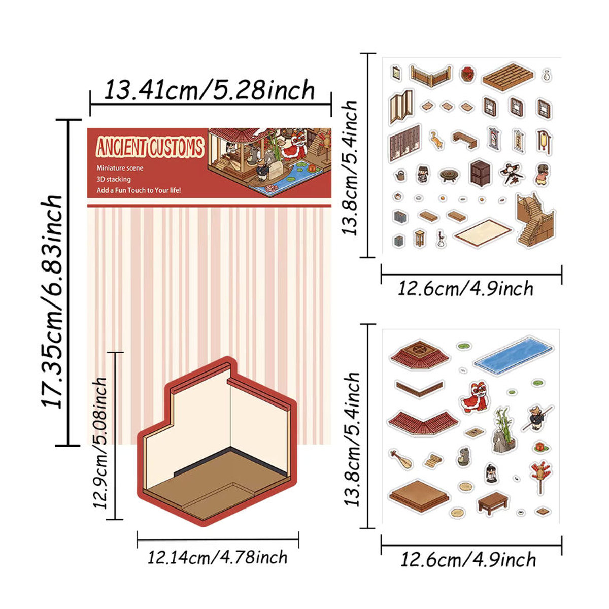 PickJoy DIY 3D Landschaftsbau Aufkleber Klassische Miniatur Szene Kabine Set mehrfarbig - Bild 6