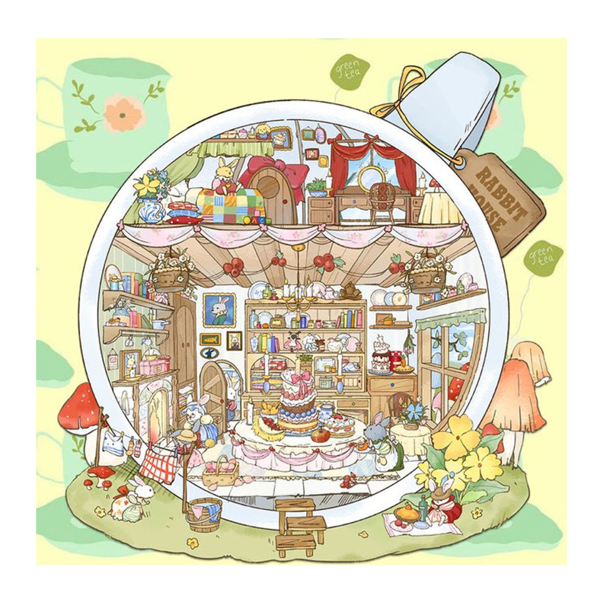 PickJoy DIY 3D Teetasse Miniatur Szene Aufkleber mit niedlichen Cartoon Tieren in Mehrfarbig - Bild 1