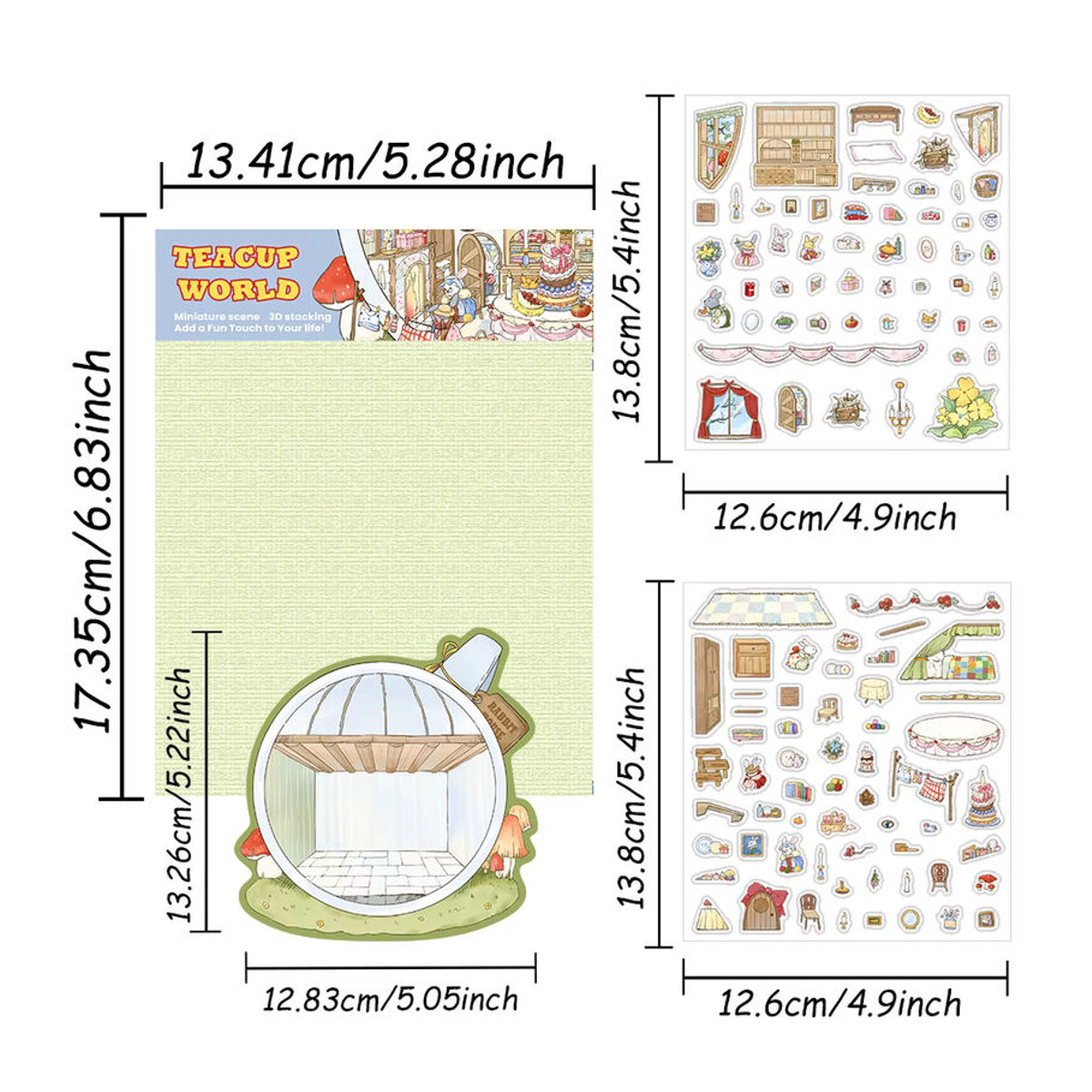 PickJoy DIY 3D Teetasse Miniatur Szene Aufkleber mit niedlichen Cartoon Tieren in Mehrfarbig - Bild 2