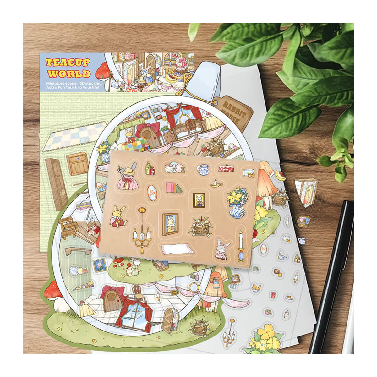 PickJoy DIY 3D Teetasse Miniatur Szene Aufkleber mit niedlichen Cartoon Tieren in Mehrfarbig - Bild 3