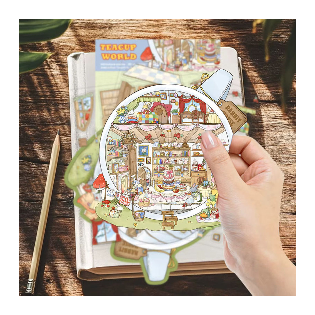 PickJoy DIY 3D Teetasse Miniatur Szene Aufkleber mit niedlichen Cartoon Tieren in Mehrfarbig - Bild 4