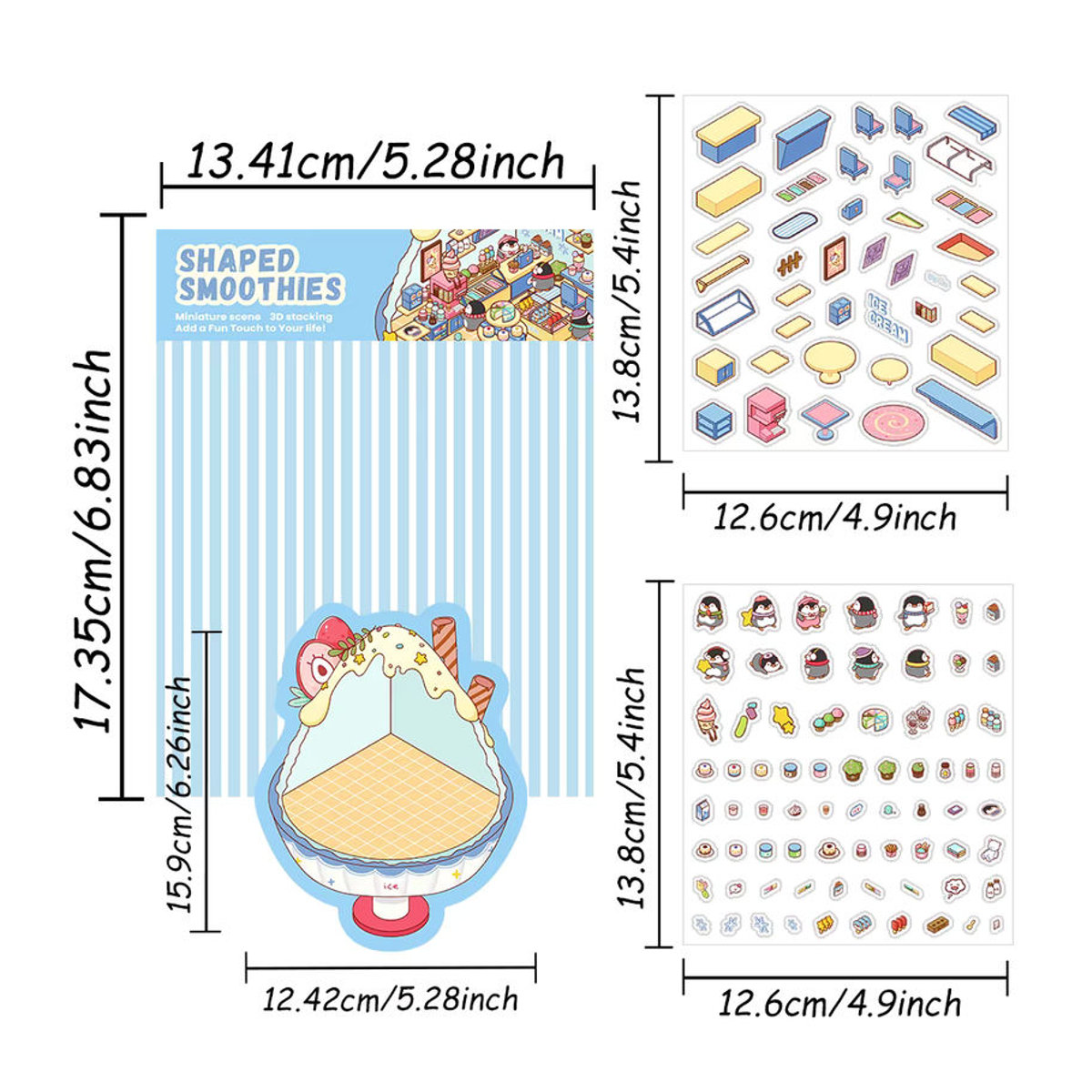 PickJoy DIY 3D Unregelmäßige Smoothie Miniatur Szene Aufkleber mit niedlichem Cartoon Pinguin in Mehrfarbig - Bild 2