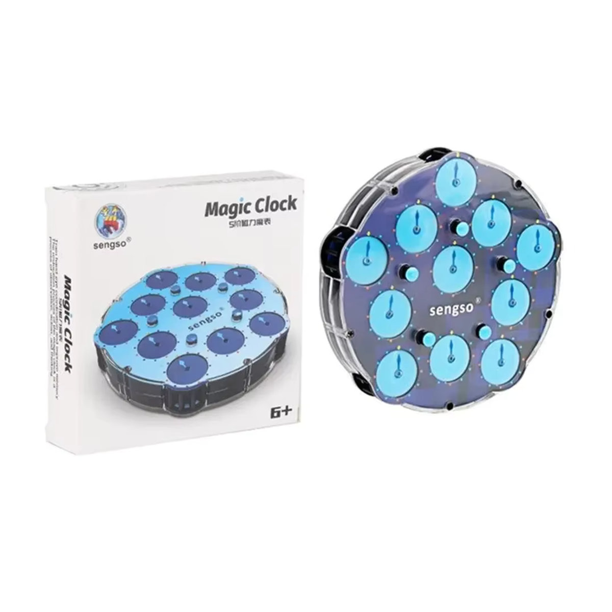 Picube Sengso Magnetischer Magic Clock Cube Transparent Blau – Intelligente Zahnrad-Uhr als modernes Kinderspielzeug aus Kunststoff - Bild 4
