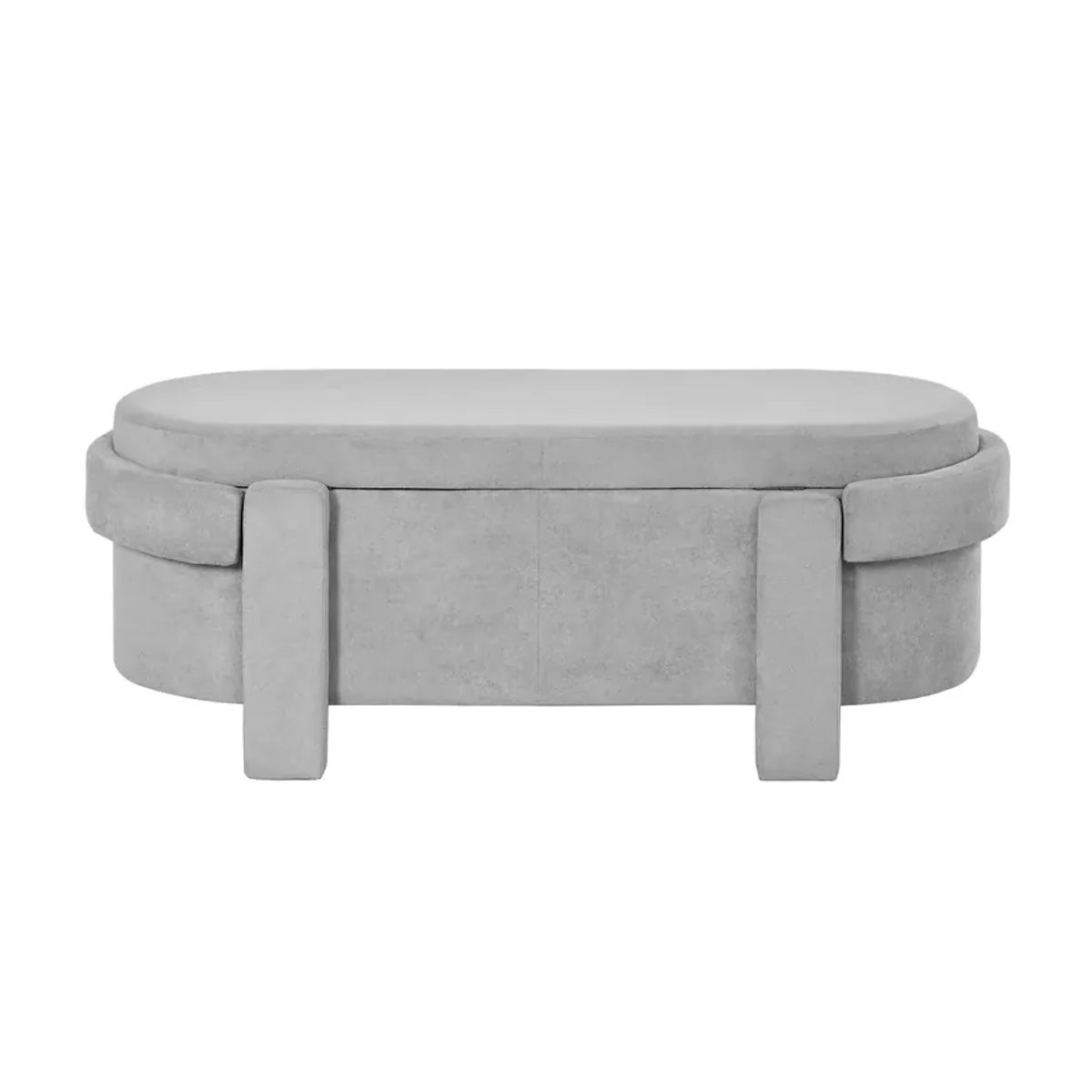 PINGGO Gepolsterte Aufbewahrungsbank mit Deckel in Grau, moderne Fleece-Sitzbox für Wohnzimmer und Schlafzimmer, B/T/H: 121,5 x 49 x 44,5 cm - Bild 2