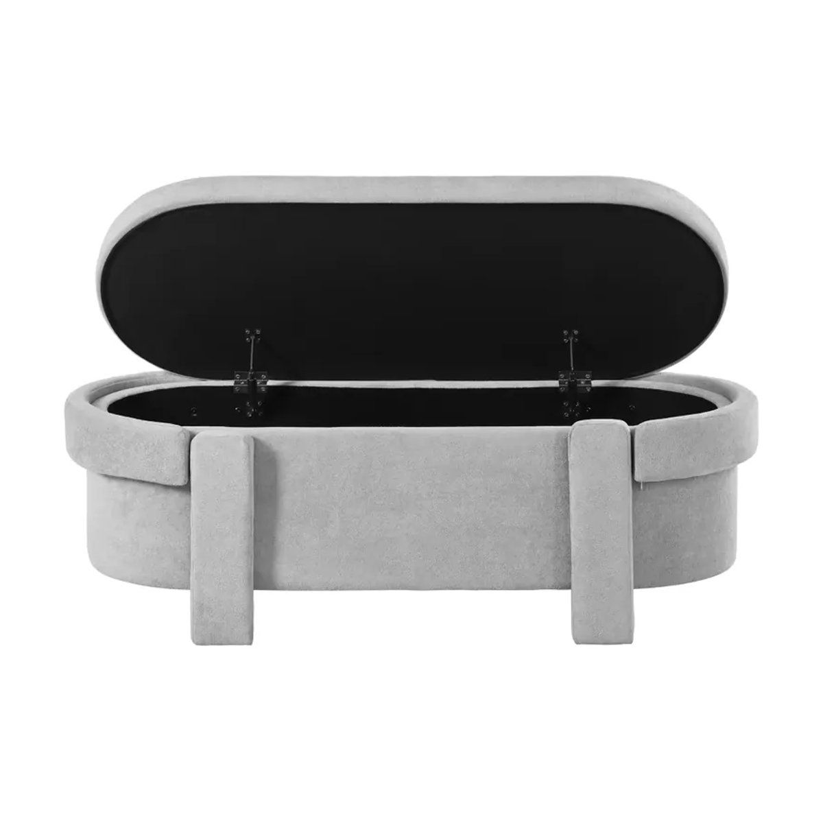 PINGGO Gepolsterte Aufbewahrungsbank mit Deckel in Grau, moderne Fleece-Sitzbox für Wohnzimmer und Schlafzimmer, B/T/H: 121,5 x 49 x 44,5 cm - Bild 3